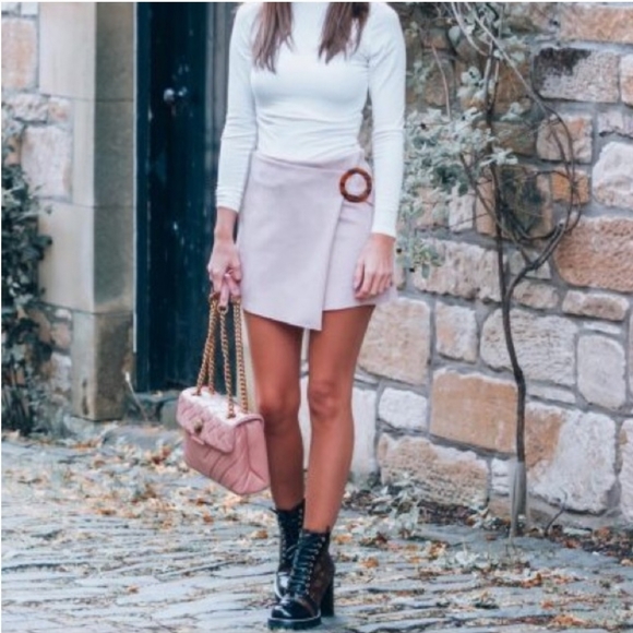 Zara Blush Faux Suede Skort Size Small - Picture 9 of 9